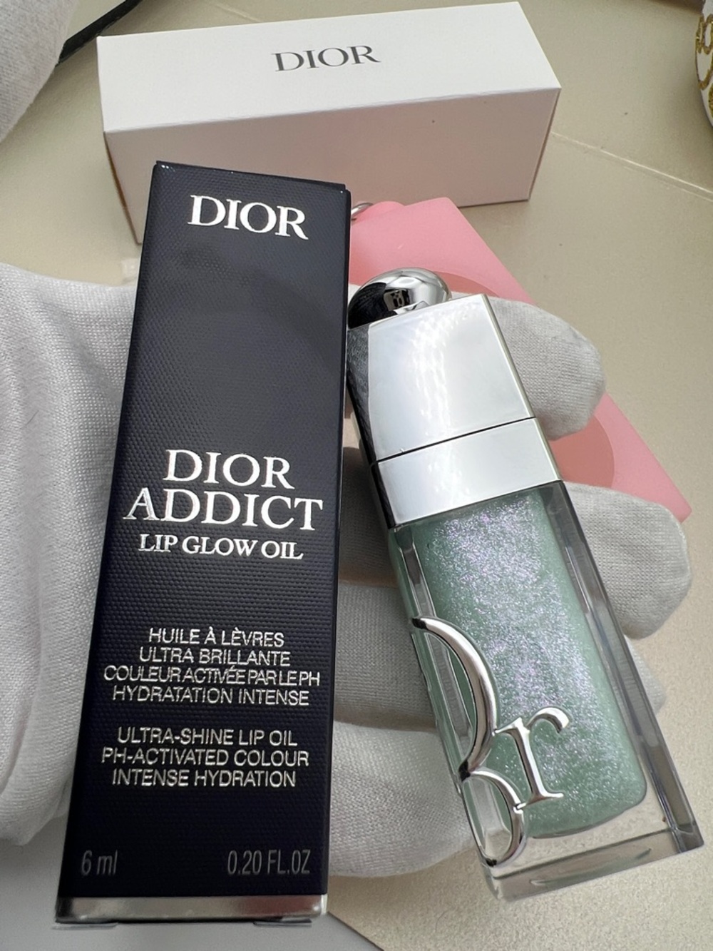 Dior Pink Silicone Keychain Lip AddictGlow Oil Holder W/Minty Lip Oil INBox NWOT - Picture 8 of 15